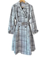 Jasper Conran White Black Print Trench Coat Mac Size 12