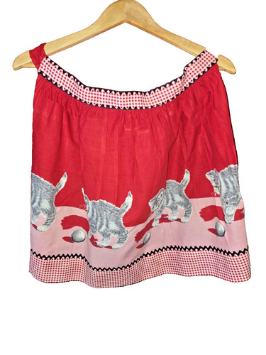 Vintage cotton half apron red - vintage,