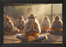 Monkey Meditation Framed Wall