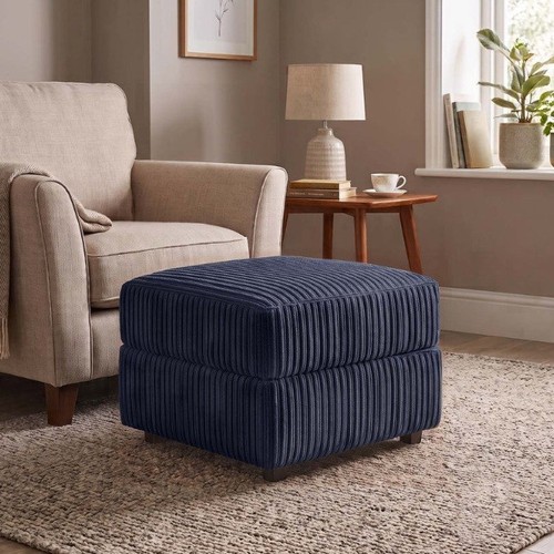Navy fabric footstool - navy,