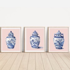Set of 3 Blue And White