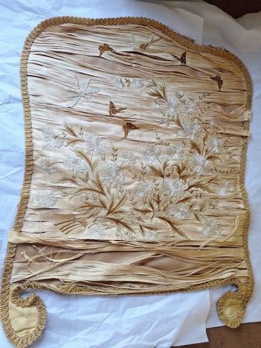 Antique french silk panel hand - antique,