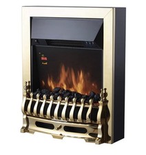 Whitby 2kW LED Electric Fire Inset - Remote Control, Brass Design, Chrome Finish