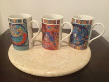 Set of 3 Dunoon Stoneware Scotland 'Iona' by Jane Brookshaw Celtic Design Mugs