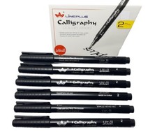 6 X  ITALIC ARABIC PERSIAN CHISEL NIB CALLIGRAPHY MARKER PEN-BLACK  2.0mm.