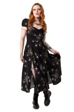 Grungy Spider Midi Dress by Hell Bunny Gothic Spiderweb Halloween Party Goth