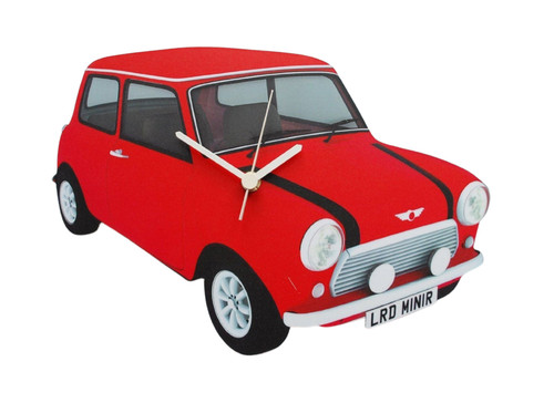 Red mini cooper clock - red,