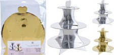 Pack of 2 Disposable Gold Silver Cardboard 3 Tier Cup Cake Food Stand Cakestand