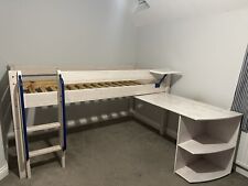 GLTC Thuka Nordic Mid Sleeper Cabin Kids Bed, Bookshelf & Swing-out Desk White