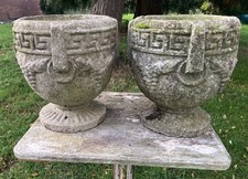 Pair Of Vintage Cast Stone Urn