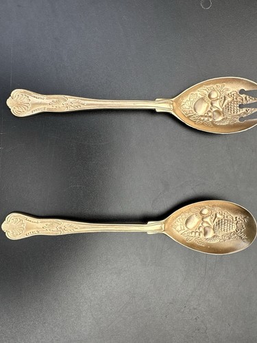 Gold salad spoon and fork - gold,