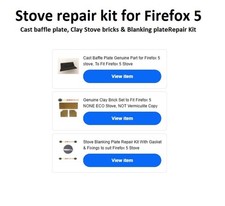 Firefox 5 Stove Repair Kit, Cast Baffle, Clay Bricks & Blanking Plate- NONE ECO