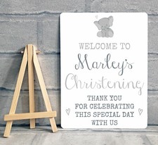 A5 Personalised Welcome Christening Boy Girl Table Sign Decoration - ELEPHANT