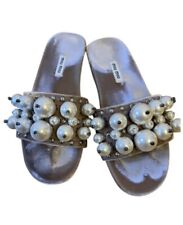 Miu Miu Pantoffeln Slippers Velvet Pearl Shoes Size 38/UK 5