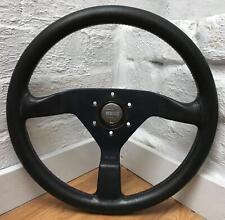 Genuine Momo Monte Carlo Black Leather Red Stitch 350mm Steering Wheel. 1988. 7A