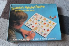 PADDINGTON'S ALPHABET PLAYTRAY Wooden Pieces MICHEAL STANSFIELD Vintage BEAR