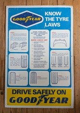 GOODYEAR TYRE ADVERTISING SIGN - Original Tin Metal Garage Decor Shop Mancave