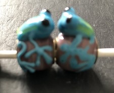 2 Vintage Glass Frog Beads