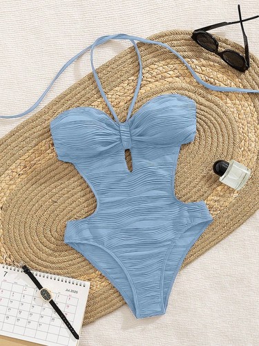 Women blue cut out - cut, monokini