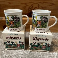 Whipsnade Zoo Mugs x2 Zebra, Monkey Elephant Giraffe Rhino Tigers Birds Animals 