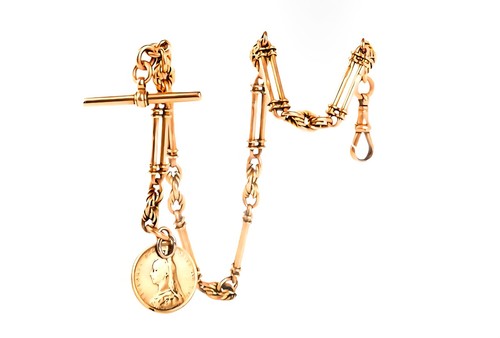 Antique 9ct gold watch chain - antique,