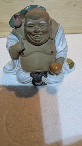 Pottery laughing buddha - pottery,