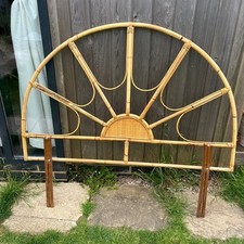 Vintage Retro Bamboo & Cane Headboard Star Burst Design Slats