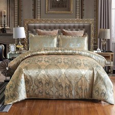 Jacquard Duvet Quilt Cover with Pillow Cases Bedding Set Single Double King Size