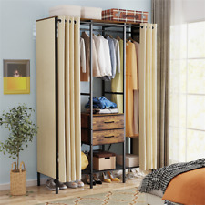Tall Wooden & Metal Wardrobe