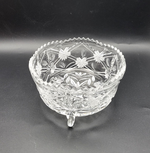 Footed bowl crystal etched - footed,