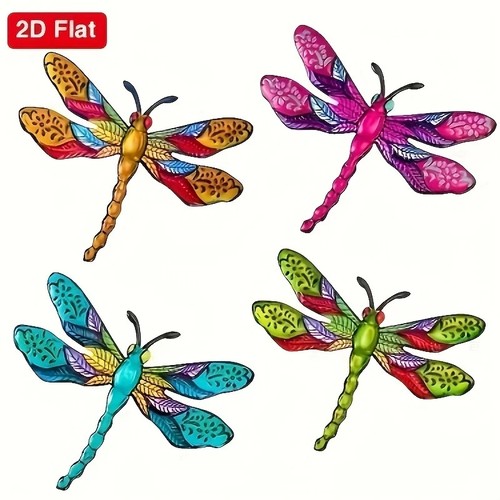 Colourful metal dragonfly - colourful, 3d