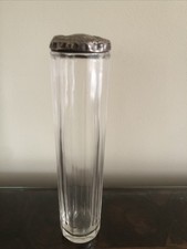 Antique Sterling Silver Topped Tall Glass Vanity Jar Chester 1905