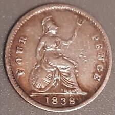 1838 Queen Victoria Silver Four Pence-Good Condition-Collectable Coin