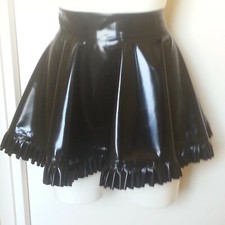 Latex Rubber Skirt with Frills