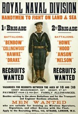 WA74 WWI British Royal Navy Men Wanted Recruitment War Poster WW1 Re-Print A4