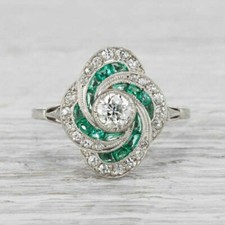 2CT Art Deco Green Baguette