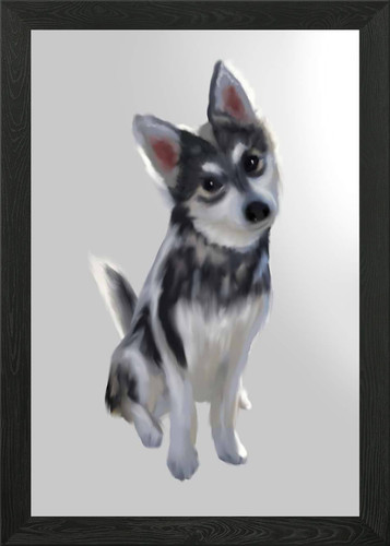 Husky puppy painting framed - husky,