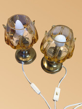 Vintage PAIR Table Lamp  Amber