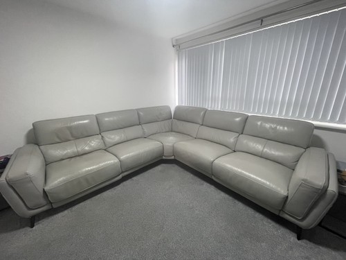 Dfs grey leather - corner, sofa