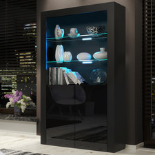 Modern 170cm Display Unit | Black High Gloss Doors | Living Room TV Cabinet