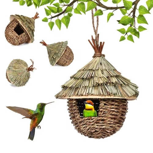 Handwoven natural straw bird - handwoven,