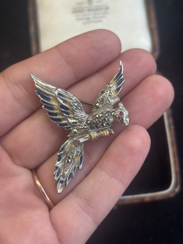 Vintage enamel parrot - parrot, bird