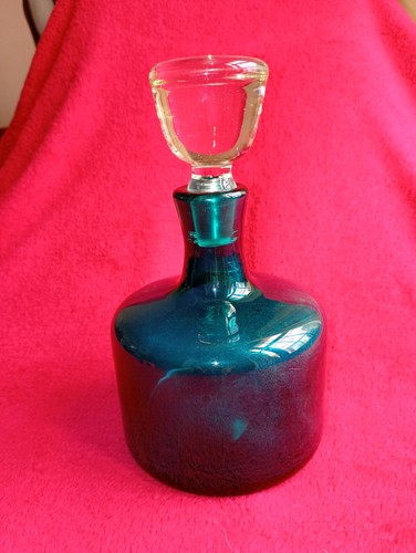 Vintage 1960s teal - teal, glass