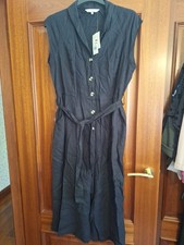 F&f Black Linen Crop Leg