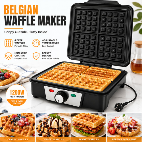 1200w slice belgian waffle - belgian,