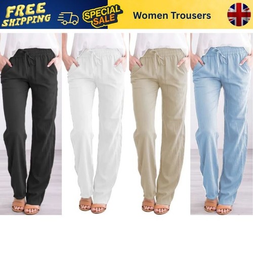 Women cotton linen trousers - women,