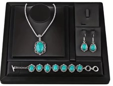 Turquoise Pendant Necklace, Bracelet and Earrings Set - 10% discount available