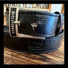 ENERGIE BLACK LEATHER LOGO BELT