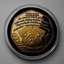 'THE PUG' 24ct Gold Commemorative Coin in Capsule. Puppy/Pup. Favourite Dog/Dogs