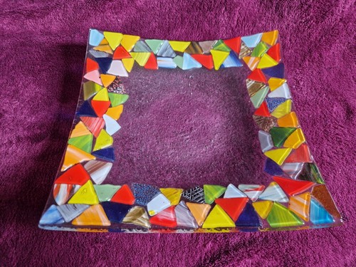Fused glass studio art - glass, square